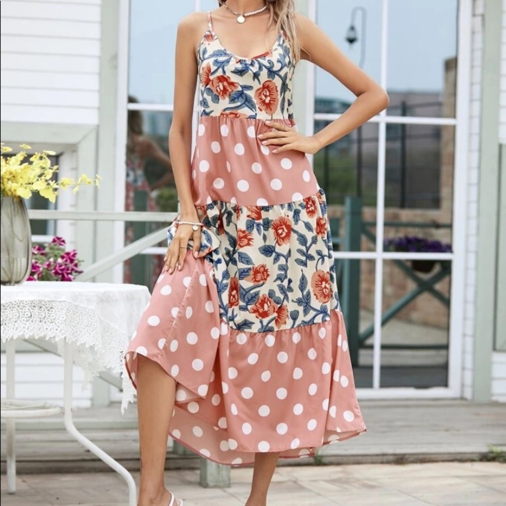 Boho dot and floral cami maxi dress - Picture 5 of 7
